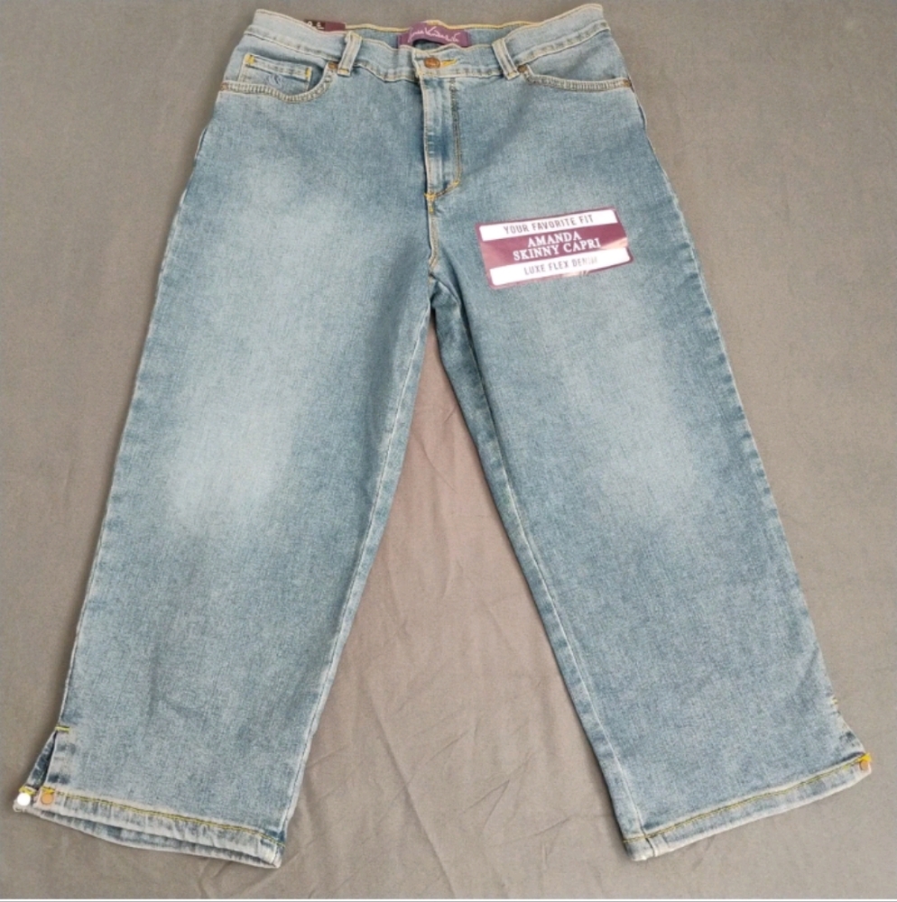 Gloria Vanderbilt Amanda Skinny Capri Women's Luxe Flex Denim Size 8 Blue NWT